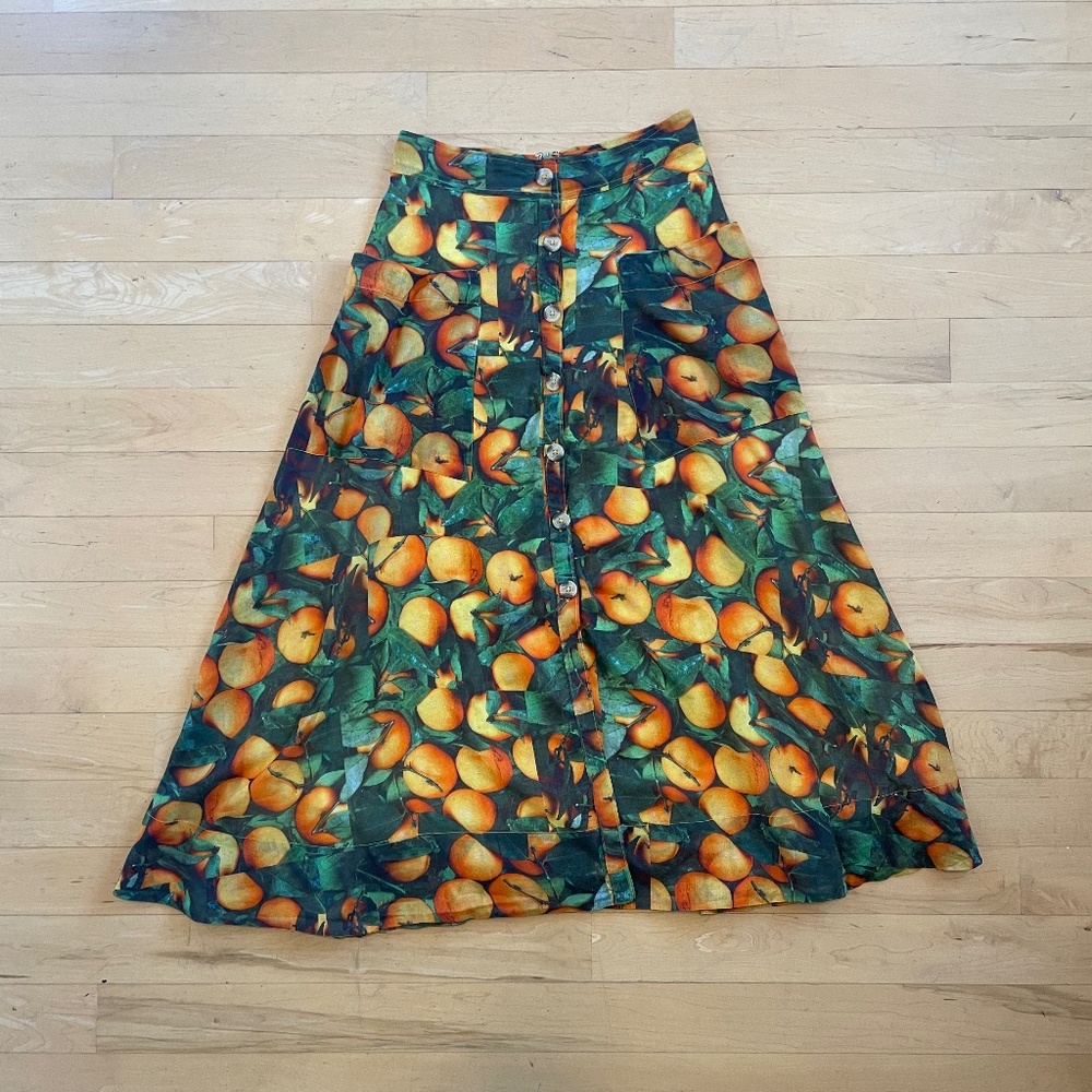 Anthropologie Maeve Summer Orchard Midi Skirt